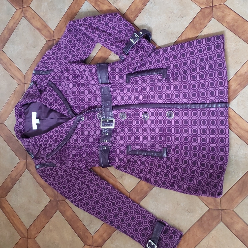 New York & Company Purple Geometric Coat